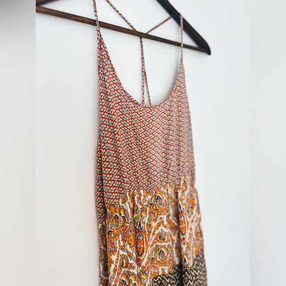 Umgee USA Boho Tiered Tank Top L – Mixed Print Sleeveless Tunic Festival - Picture 3 of 9